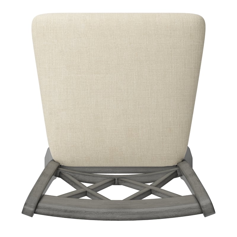 iNSPIRE Q Double X-Back Bar Height Wood Swivel Chair in Antique Gray