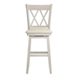 iNSPIRE Q Double X-Back Bar Height Wood Swivel Chair in Antique White