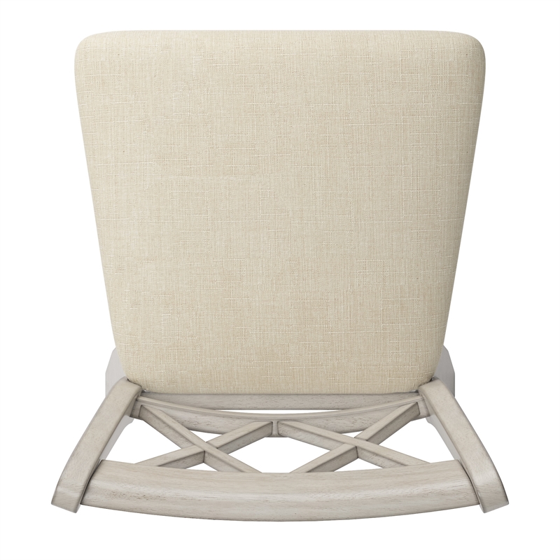 iNSPIRE Q Double X-Back Bar Height Wood Swivel Chair in Antique White