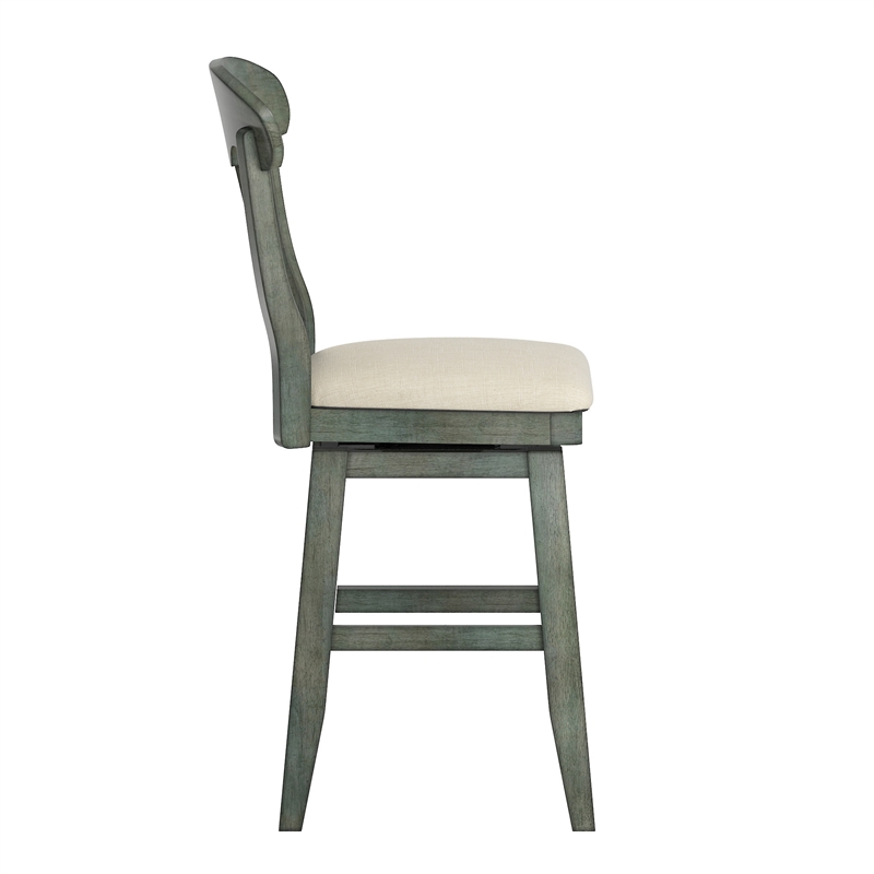 iNSPIRE Q Napoleon Back Counter Height Wood Swivel Chair in Antique Sage Green