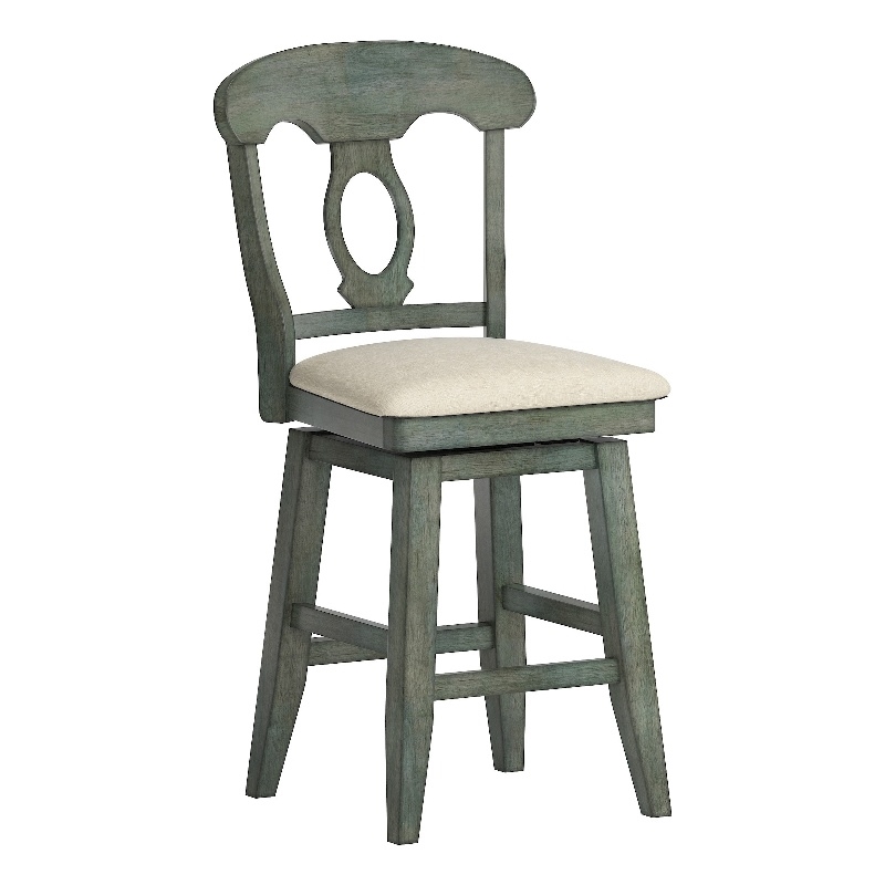iNSPIRE Q Napoleon Back Counter Height Wood Swivel Chair in Antique Sage Green