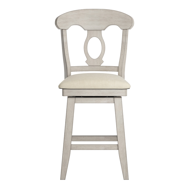 iNSPIRE Q Napoleon Back Counter Height Wood Swivel Chair in Antique White