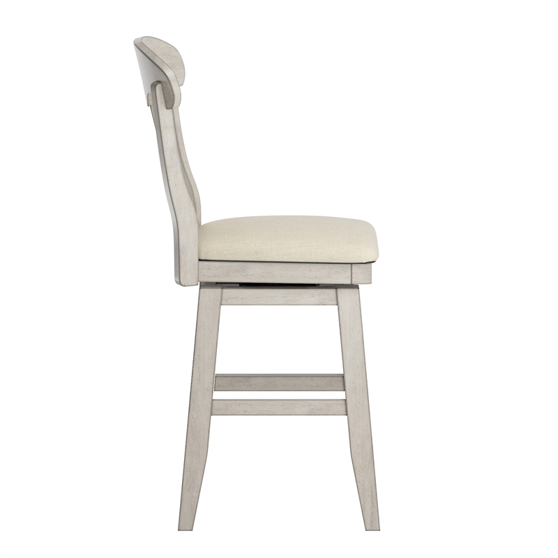 iNSPIRE Q Napoleon Back Counter Height Wood Swivel Chair in Antique White