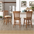 iNSPIRE Q Slat Back Counter Height Wood Swivel Chair in Oak