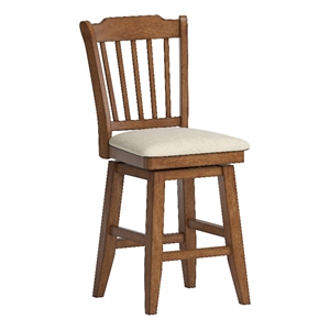 iNSPIRE Q Slat Back Counter Height Wood Swivel Chair in Oak