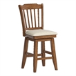 iNSPIRE Q Slat Back Counter Height Wood Swivel Chair in Oak