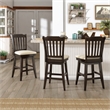 iNSPIRE Q Slat Back Counter Height Wood Swivel Chair in Antique Black