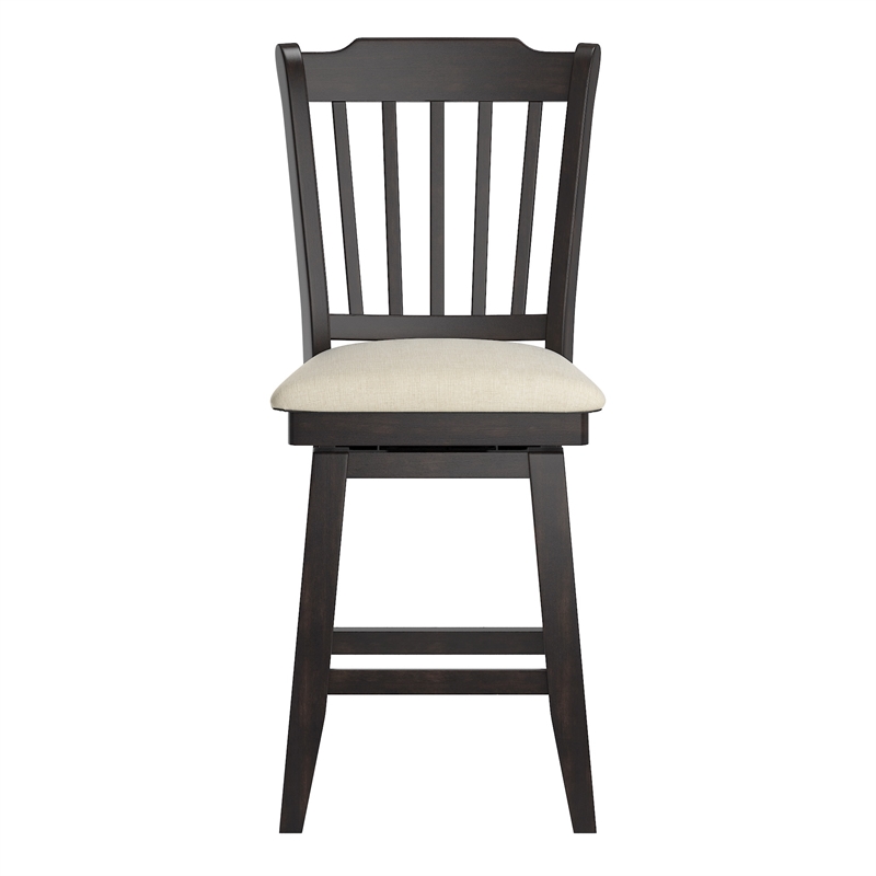 iNSPIRE Q Slat Back Counter Height Wood Swivel Chair in Antique Black