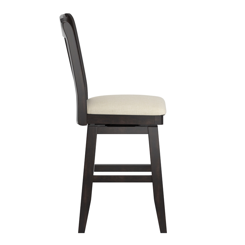 iNSPIRE Q Slat Back Counter Height Wood Swivel Chair in Antique Black