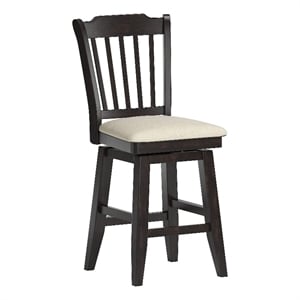 iNSPIRE Q Slat Back Counter Height Wood Swivel Chair in Antique Black