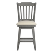 iNSPIRE Q Slat Back Counter Height Wood Swivel Chair in Antique Gray