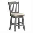 iNSPIRE Q Slat Back Counter Height Wood Swivel Chair in Antique Gray