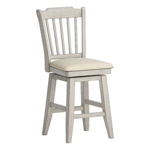 iNSPIRE Q Slat Back Counter Height Wood Swivel Chair in Antique White