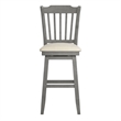 iNSPIRE Q Slat Back Bar Height Wood Swivel Chair in Antique Gray