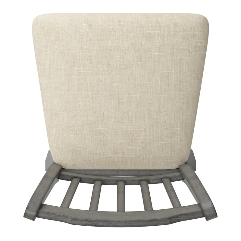 iNSPIRE Q Slat Back Bar Height Wood Swivel Chair in Antique Gray