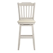 iNSPIRE Q Slat Back Bar Height Wood Swivel Chair in Antique White