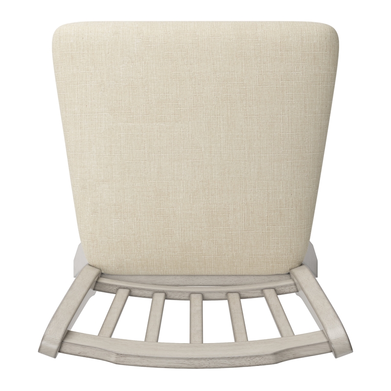 iNSPIRE Q Slat Back Bar Height Wood Swivel Chair in Antique White