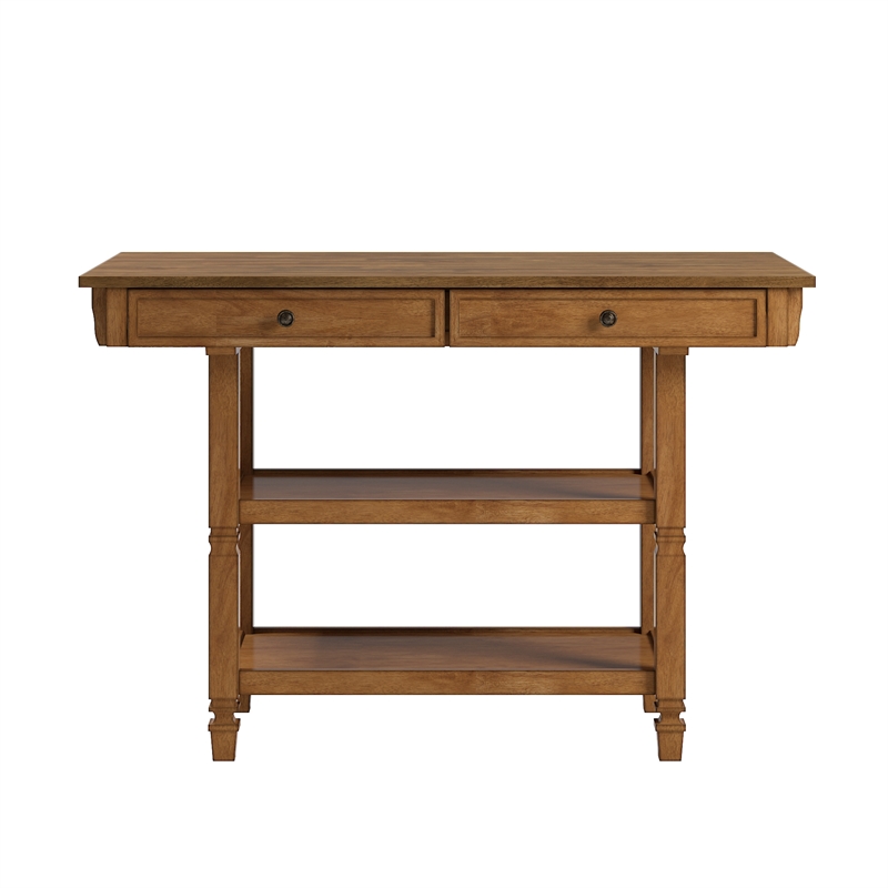 iNSPIRE Q Two-Tone Antique Wood Kitchen Island Buffet with Oak Top in Oak Base