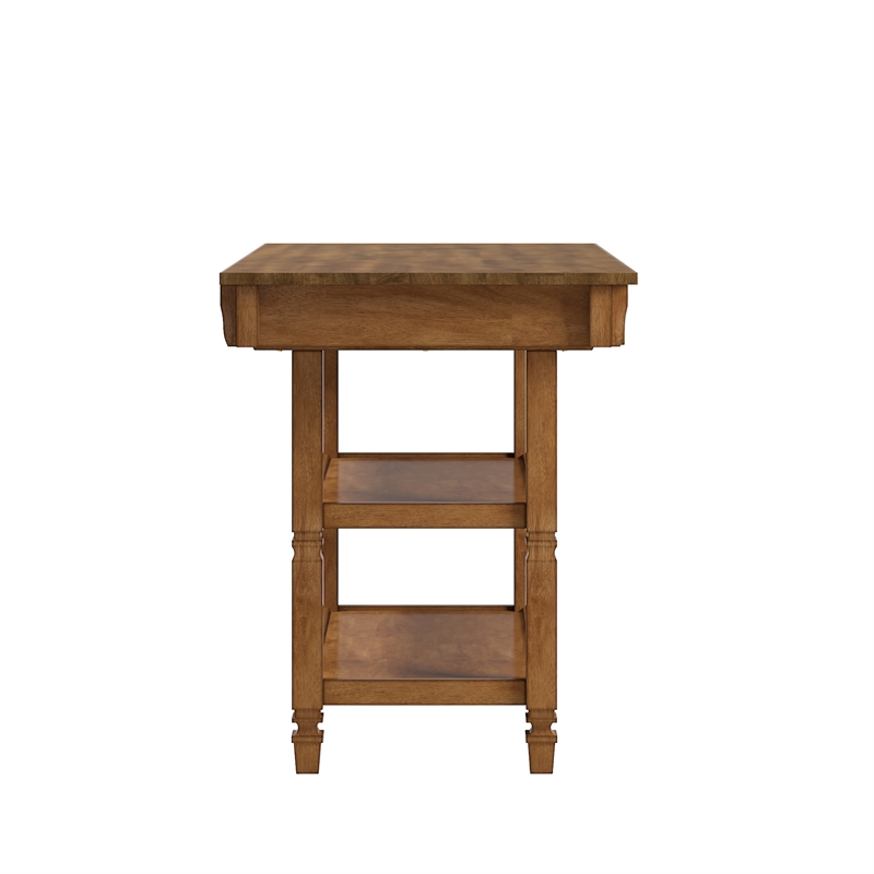 iNSPIRE Q Two-Tone Antique Wood Kitchen Island Buffet with Oak Top in Oak Base
