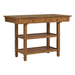 iNSPIRE Q Two-Tone Antique Wood Kitchen Island Buffet with Oak Top in Oak Base