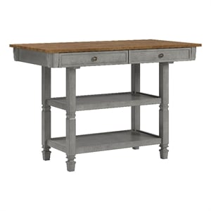 iNSPIRE Q Two-Tone Antique Wood Kitchen Island Buffet with Oak Top in Gray Base