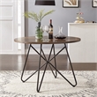 iNSPIRE Q Black Metal Walnut Finish Wood Round Dining Table