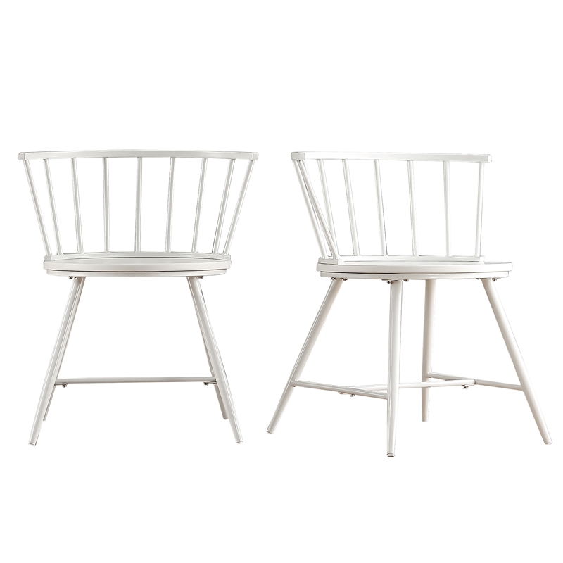 iNSPIRE Q White Metal Low Back Windsor Dining Chairs (Set of 2)