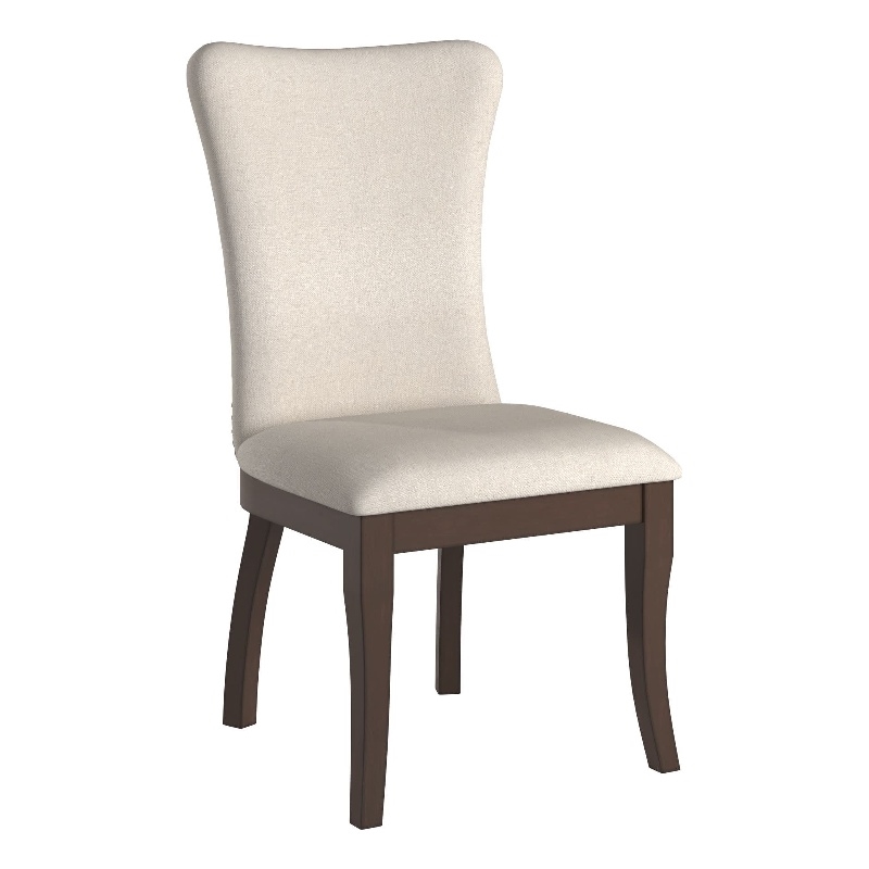 iNSPIRE Q Dark Cherry Finiah Wood Beige Fabric Wingback Dining Chairs (Set of 2)