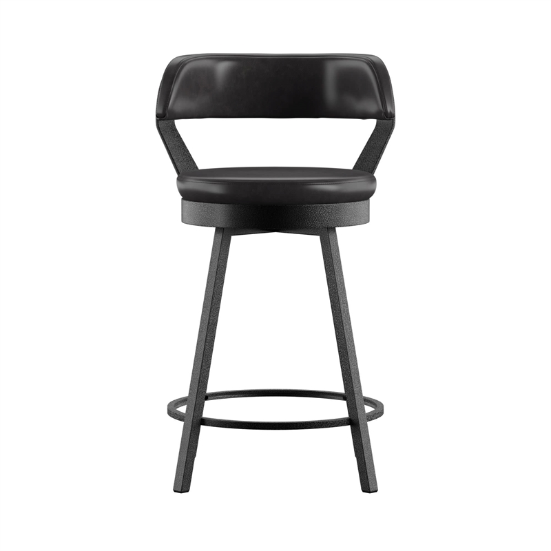 iNSPIRE Q Gray Finish Metal PU Swivel Counter Height Chairs (Set of 2) in Black