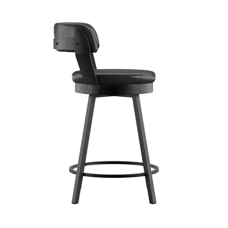 iNSPIRE Q Gray Finish Metal PU Swivel Counter Height Chairs (Set of 2) in Black