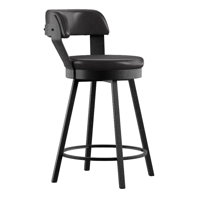 iNSPIRE Q Gray Finish Metal PU Swivel Counter Height Chairs (Set of 2) in Black
