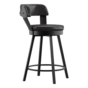 iNSPIRE Q Gray Finish Metal PU Swivel Counter Height Chairs (Set of 2) in Black
