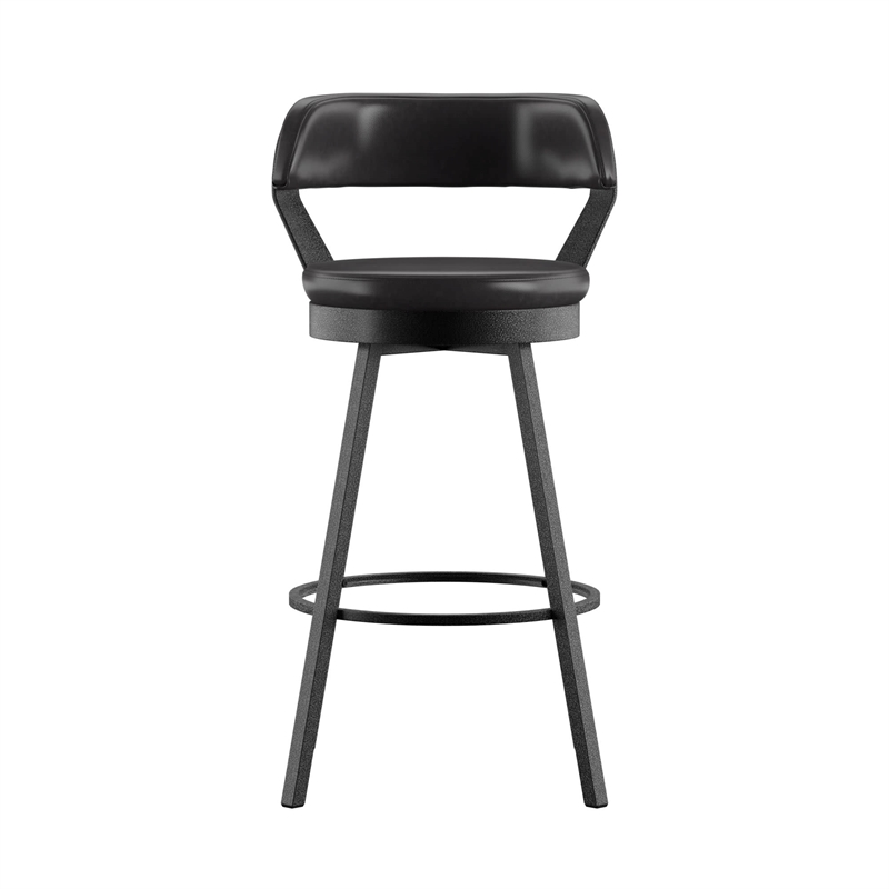 iNSPIRE Q Gray Finish Metal PU Swivel Bar Height Chairs (Set of 2) in Black