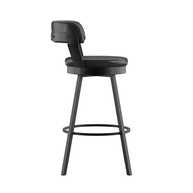 iNSPIRE Q Gray Finish Metal PU Swivel Bar Height Chairs (Set of 2) in Black