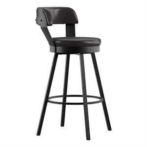 iNSPIRE Q Gray Finish Metal PU Swivel Bar Height Chairs (Set of 2) in Black