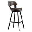 iNSPIRE Q Gray Finish Metal PU Swivel Bar Height Chairs (Set of 2) in Brown