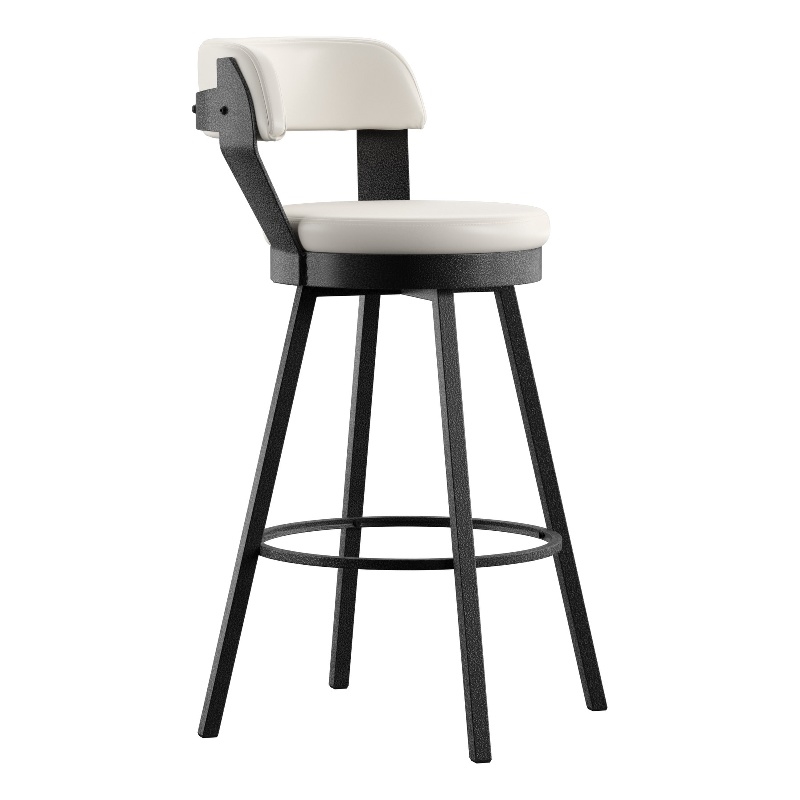 iNSPIRE Q Gray Finish Metal PU Swivel Bar Height Chairs (Set of 2) in White