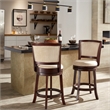 iNSPIRE Q Dark Cherry Finish Wood Linen Counter Height Swivel Chair in Beige