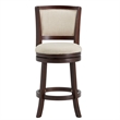 iNSPIRE Q Dark Cherry Finish Wood Linen Counter Height Swivel Chair in Beige