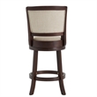 iNSPIRE Q Dark Cherry Finish Wood Linen Counter Height Swivel Chair in Beige