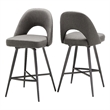 iNSPIRE Q Black Metal Fabric Counter Height Swivel Chiars (Set of 2) in Gray