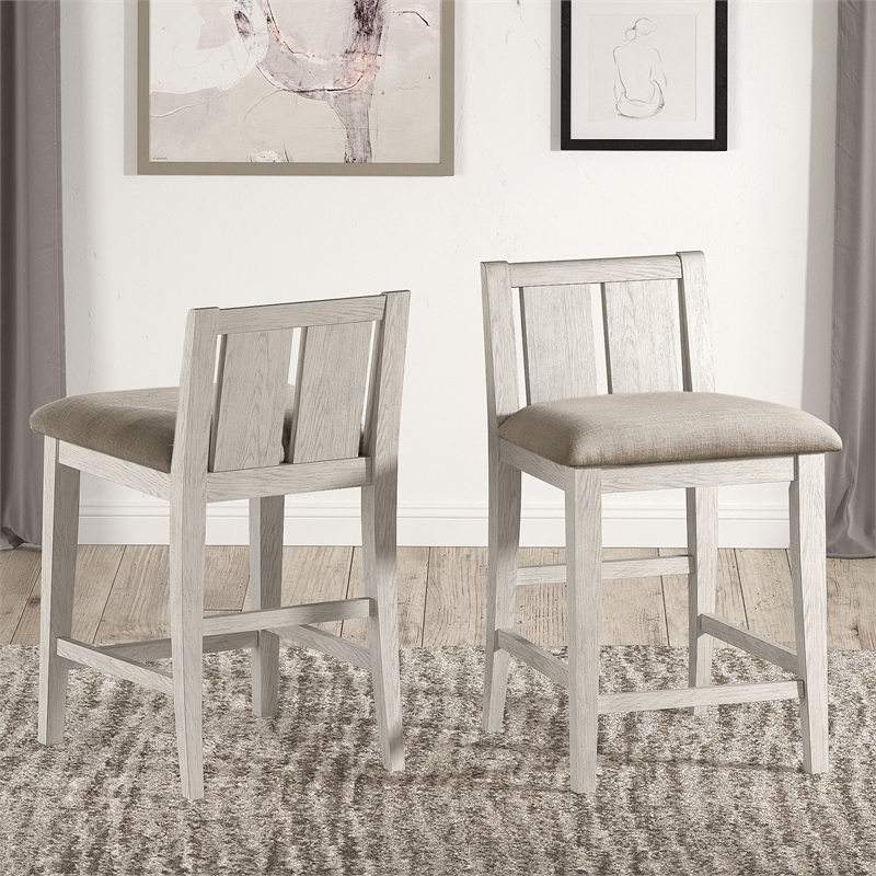 iNSPIRE Q Gray & White Finish Wood Fabric Counter Height Chairs (Set of 2)