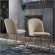 iNSPIRE Q Gold Finish Metal Beige Linen Dining Chairs (Set of 2)