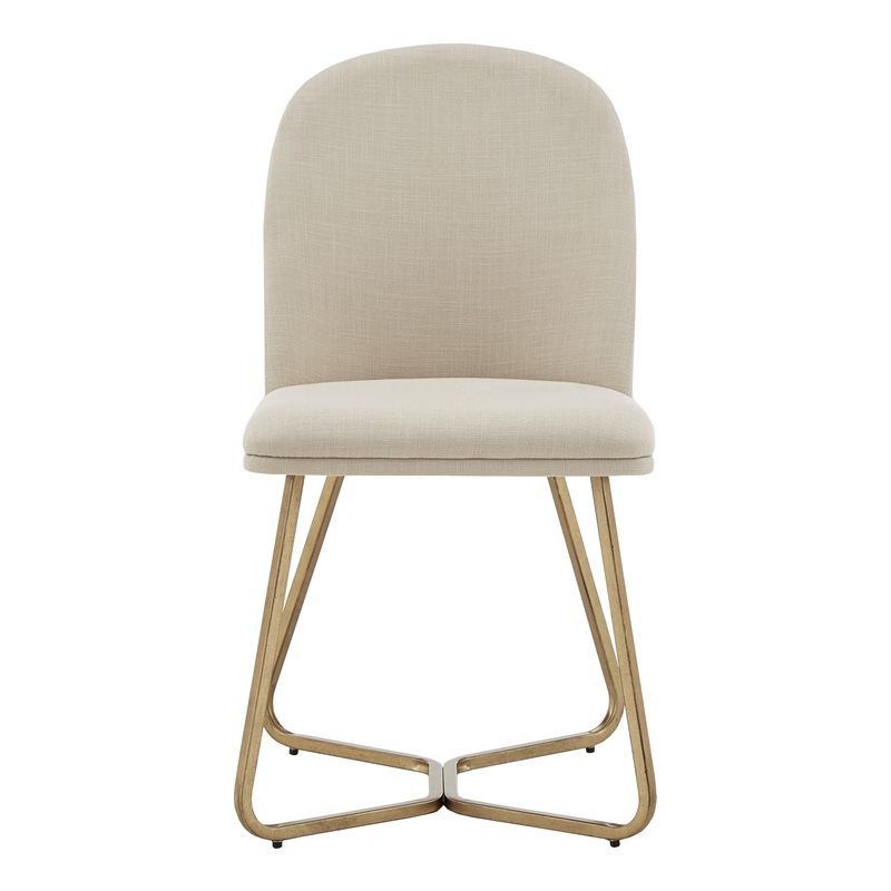 iNSPIRE Q Gold Finish Metal Beige Linen Dining Chairs (Set of 2)