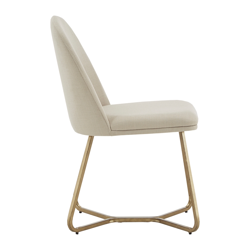 iNSPIRE Q Gold Finish Metal Beige Linen Dining Chairs (Set of 2)