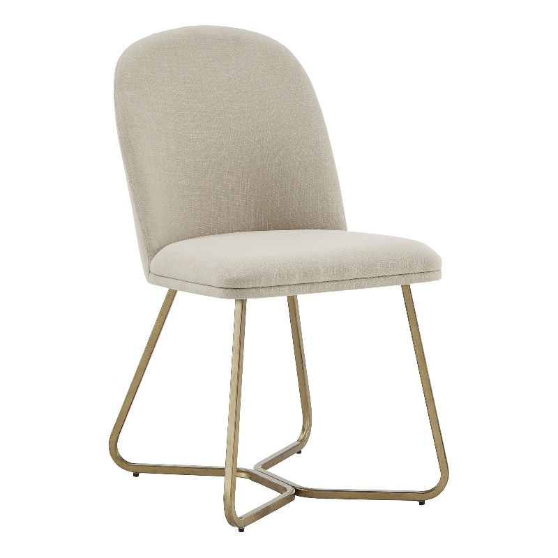 iNSPIRE Q Gold Finish Metal Beige Linen Dining Chairs (Set of 2)