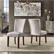 iNSPIRE Q Espresso Wood Chenille Parsons Dining Chairs (Set of 2) in Silver Gray