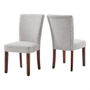 iNSPIRE Q Espresso Wood Chenille Parsons Dining Chairs (Set of 2) in Silver Gray