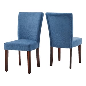 iNSPIRE Q Espresso Wood Chenille Parsons Dining Chairs (Set of 2) in Royal Blue