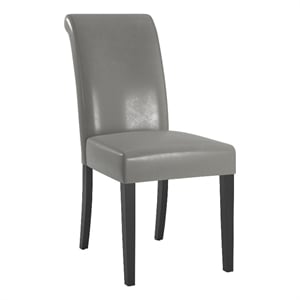 iNSPIRE Q Black Wood Faux Leather Dining Chair (Set of 2) in Gray
